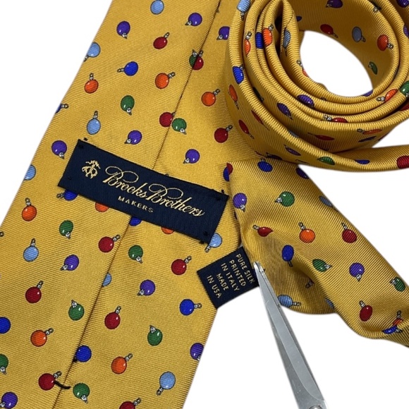 BROOKS BROTHERS Yellow Light Bulb Silk DESIGNER Tie USA - Picture 3 of 4